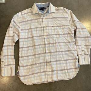 Tommy Hilfiger White neutral colors Cotton button down mens shirt large
